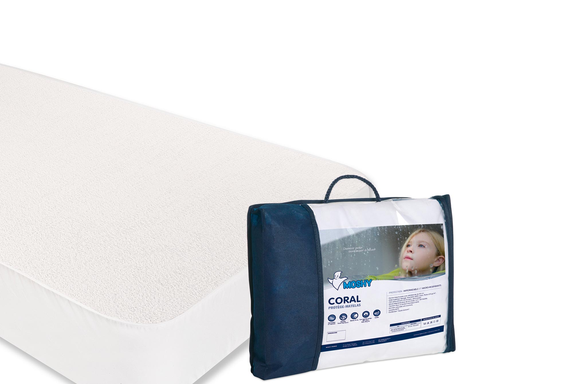 Protège matelas Moshy CORAL IMPERMEABLE PROTECTION  140x190 (2 pers)