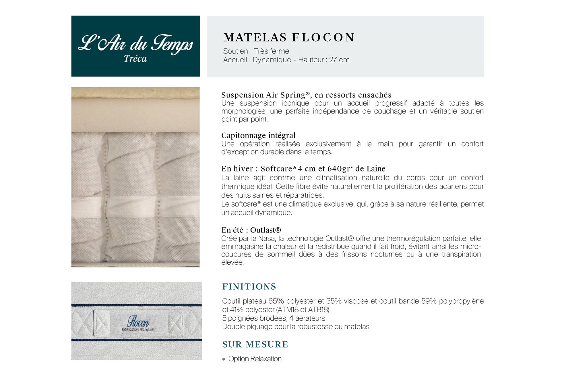 Matelas Ressorts Treca FLOCON  180x200 (King size)